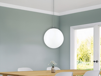 LED Pendelleuchte einflammig Glaskugel Opalweiß, Ø 35cm