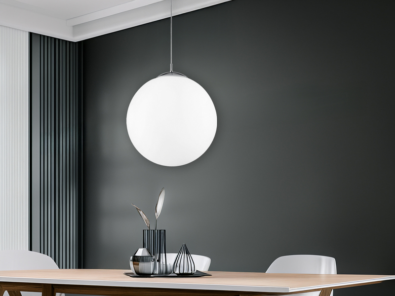 LED Pendelleuchte einflammig Glaskugel Opalweiß, Ø 45cm