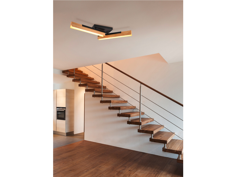 LED Deckenleuchte KERALA dimmbar Holzbrett naturbelassen, Breite 83cm