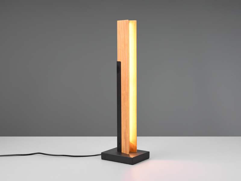 Große LED Tischlampe KERALA aus Holz mit Touch Dimmer, Höhe 50cm