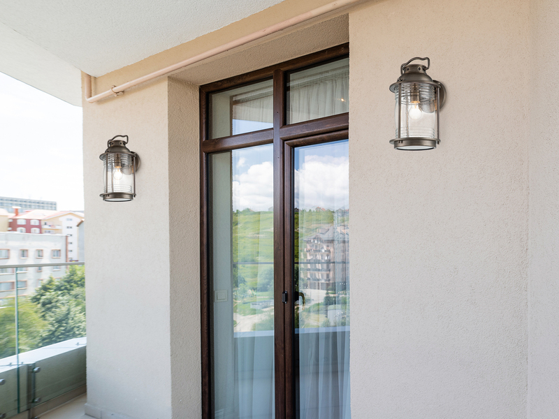 LED Industrial Wandlaterne für Innen & Außen, Bronze Höhe 40cm