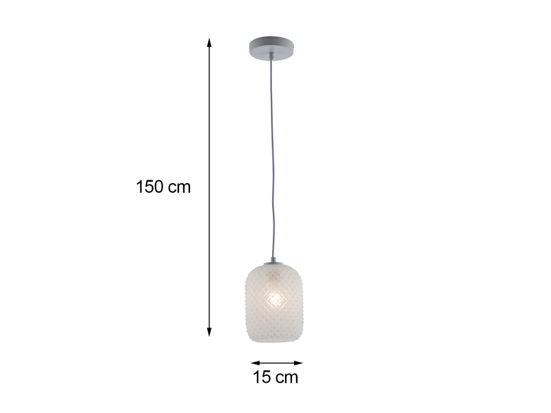 Pendelleuchte ASHFORD einflammig Kristall Glasschirm in Weiß, Ø 15cm