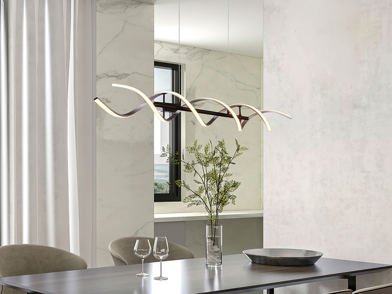 LED Pendelleuchte SEQUENCE dimmbar Lichtfarbe einstellbar Silber, Breite 104cm