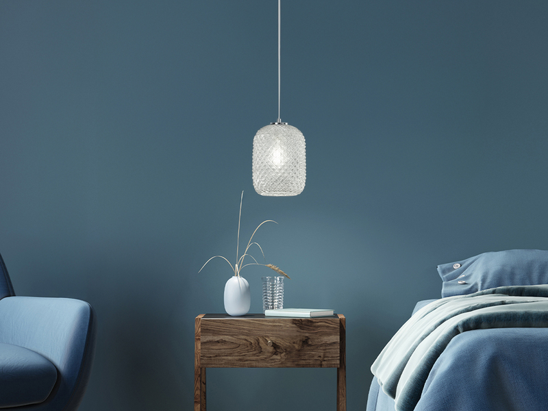 Pendelleuchte ASHFORD einflammig Kristall Glasschirm Klarglas, Ø15cm