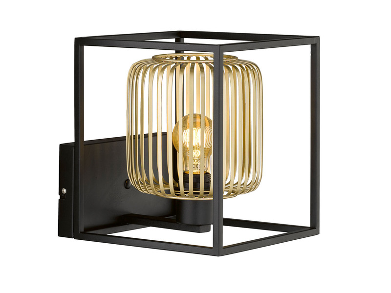 Wandleuchte mit Lamellen Lampenschirm Gold, Quadrat 23cm