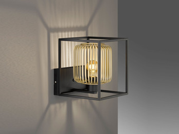 Wandleuchte mit Lamellen Lampenschirm Gold, Quadrat 23cm