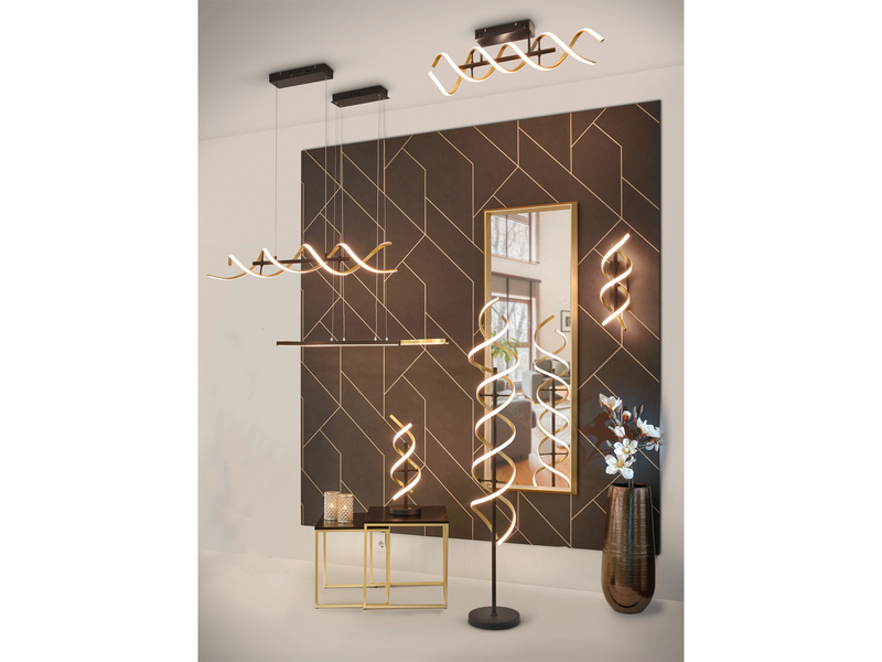 LED Deckenleuchte SEQUENCE hell & dimmbar über Schalter, Schwarz Gold, B: 90cm