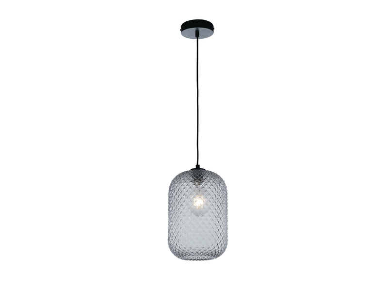 Pendelleuchte ASHFORD Relief Kristallglas transparent Grau Ø20cm