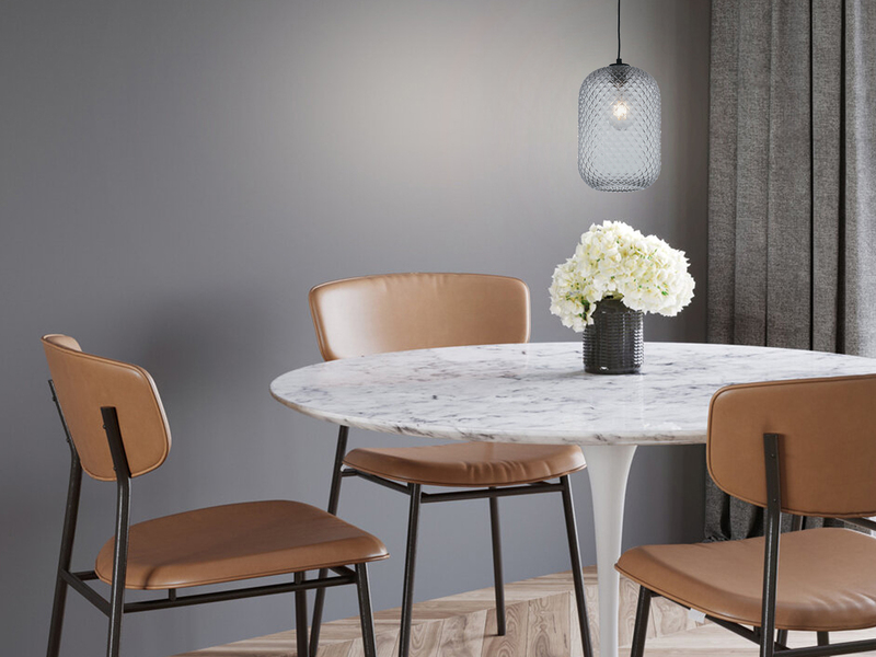 Pendelleuchte ASHFORD einflammig Kristall Glasschirm Rauchglas, Ø20cm