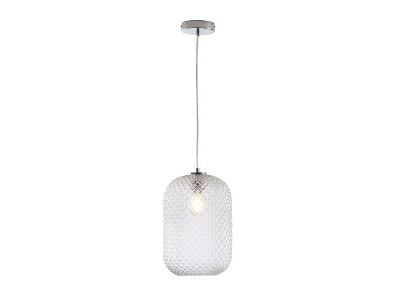 Pendelleuchte ASHFORD einflammig Kristall Glasschirm Klarglas, Ø 20cm
