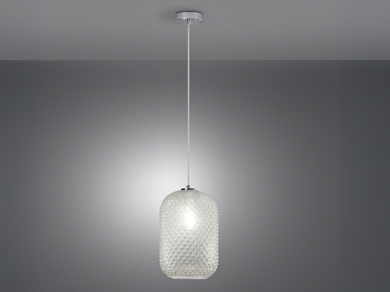 Pendelleuchte ASHFORD einflammig Kristall Glasschirm Klarglas, Ø 20cm