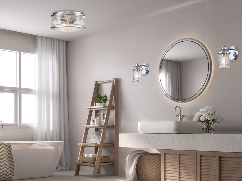 LED Wandlaterne in Chrom für Badezimmer & Wohnraum, Höhe 21cm