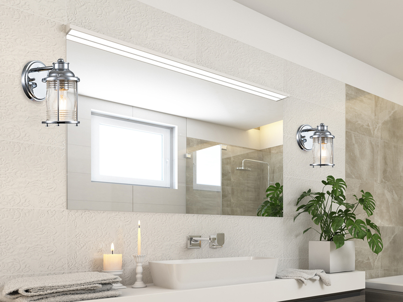 LED Wandlaterne in Chrom für Badezimmer & Wohnraum, Höhe 21cm