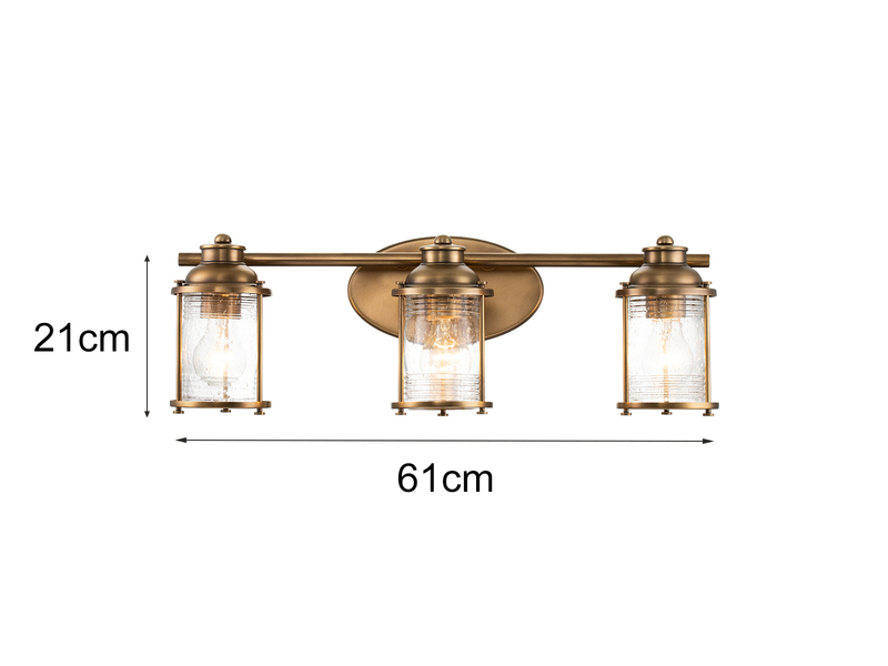 LED Wandleuchte in Messing für Badezimmer & Wohnraum, Breite 61cm