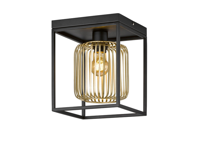 LED Deckenleuchte Schwarz Gold dimmbar über Schalter, Quadrat 23cm