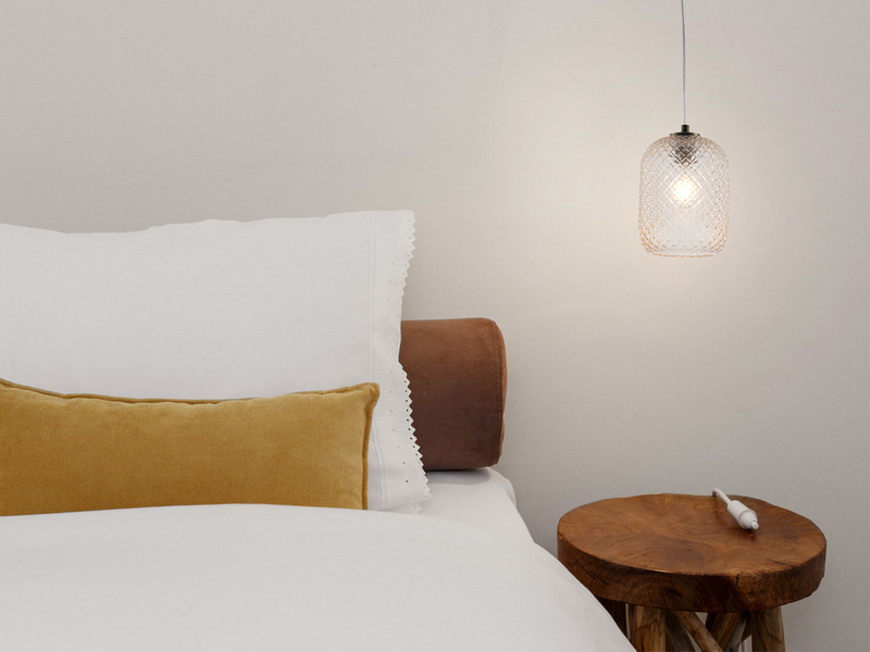 LED Pendelleuchte einflammig Kristall Glasschirm Bernsteinfarben, Ø15cm