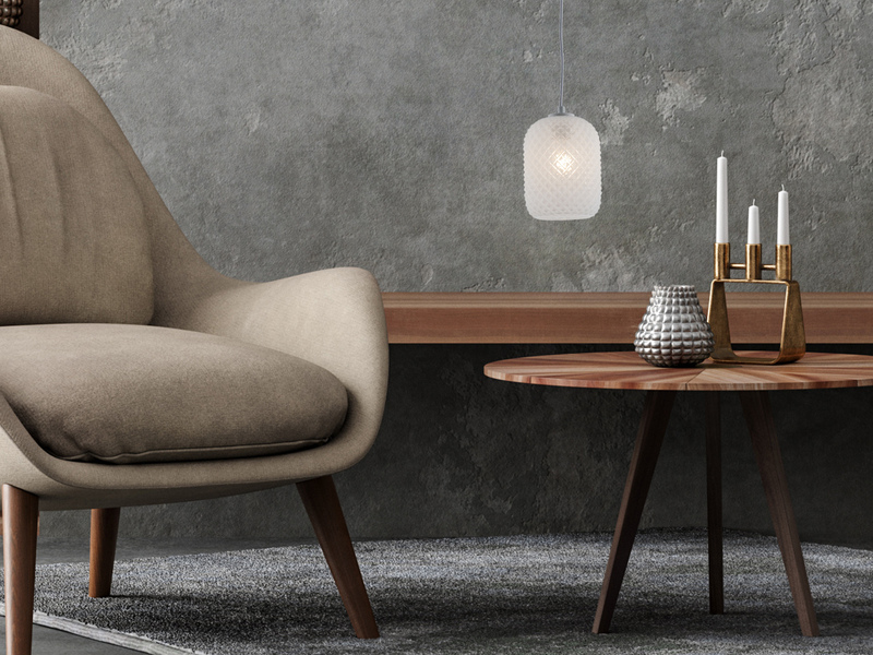 LED Pendelleuchte einflammig Kristall Glasschirm in Weiß, Ø 15cm