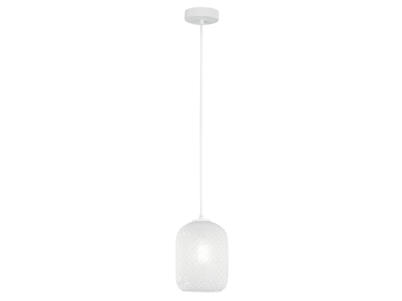 LED Pendelleuchte einflammig Kristall Glasschirm in Weiß, Ø 15cm