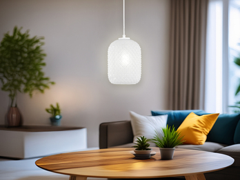 LED Pendelleuchte einflammig Kristall Glasschirm in Weiß, Ø 15cm
