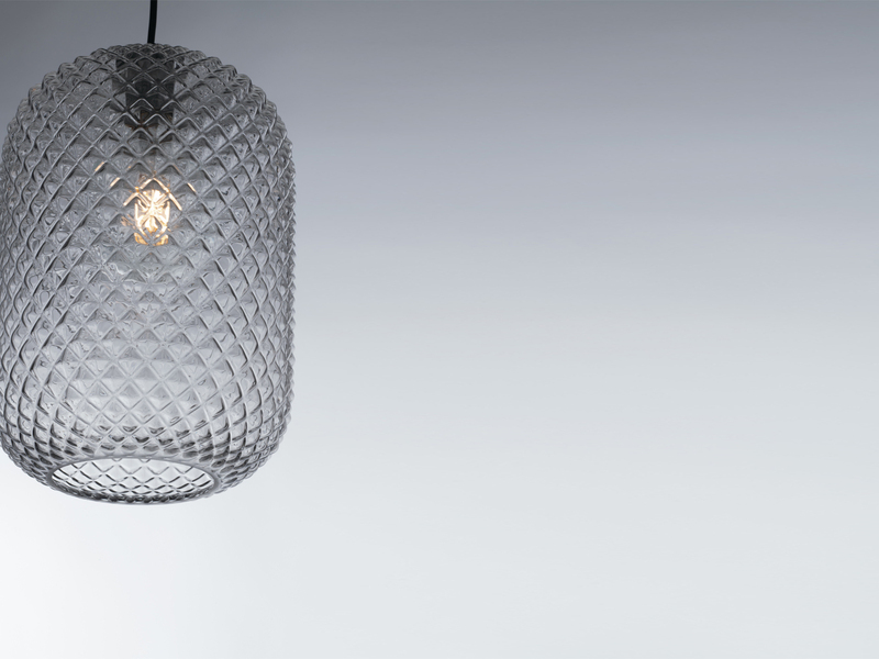 LED Pendelleuchte Relief Kristall Rauchglas transparent Grau Ø15cm