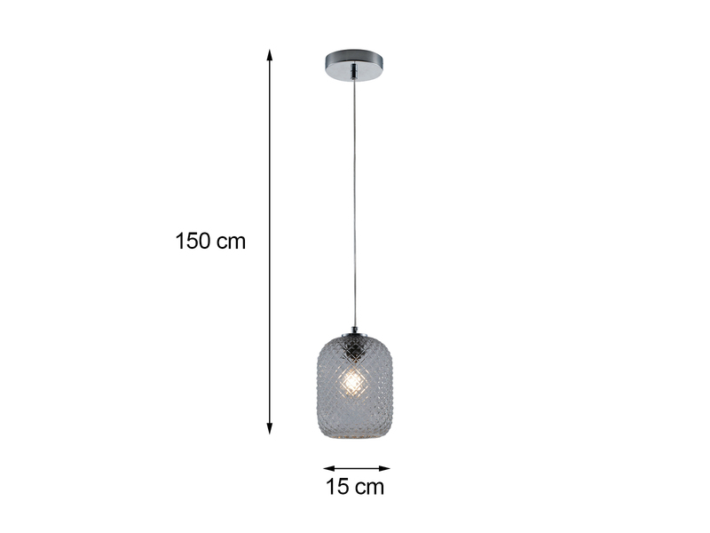 LED Pendelleuchte Relief Kristall Rauchglas transparent Grau Ø15cm