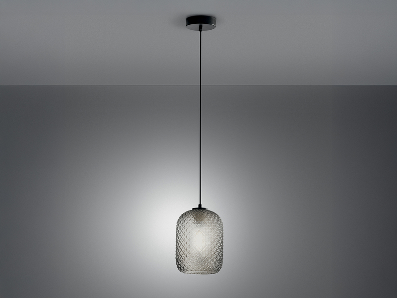 LED Pendelleuchte einflammig Kristall Glasschirm Rauchglas Ø15cm