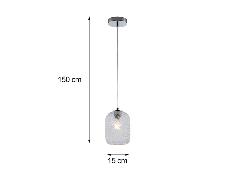 LED Pendelleuchte einflammig Kristall Glasschirm Klarglas Ø15cm