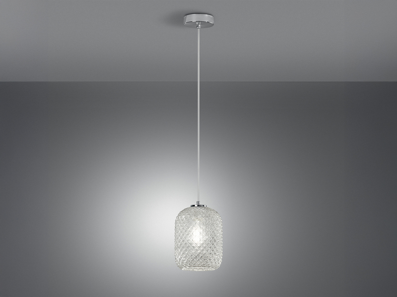 LED Pendelleuchte einflammig Kristall Glasschirm Klarglas Ø15cm