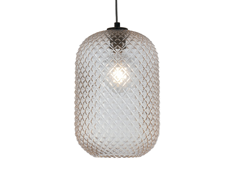 LED Pendelleuchte einflammig Kristall Glasschirm Bernsteinfarben, Ø 20cm