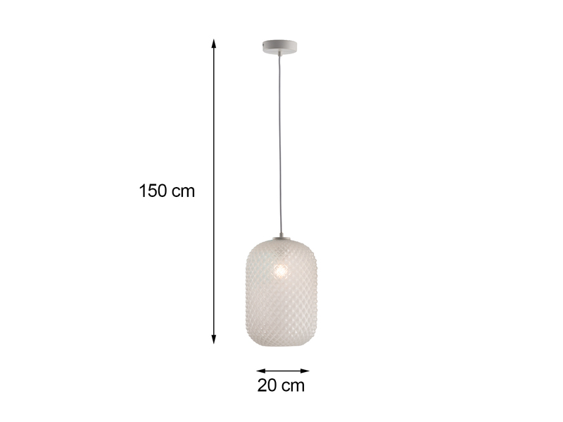 LED Pendelleuchte Relief Kristall Milchglas transparent Weiß Ø20cm