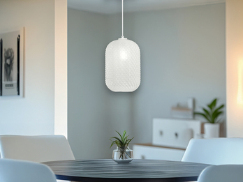LED Pendelleuchte einflammig Kristall Glasschirm in Weiß, Ø 20cm