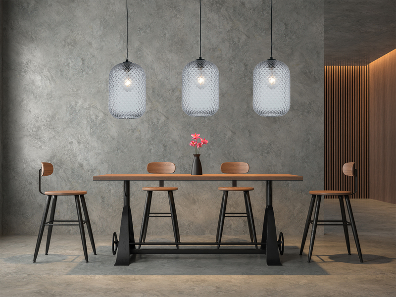 LED Pendelleuchte einflammig Kristall Glasschirm Rauchglas, Ø20cm