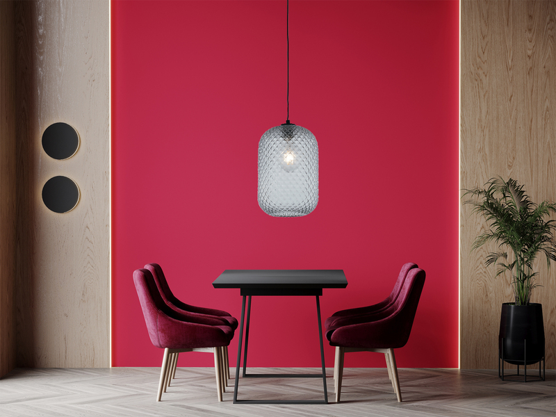 LED Pendelleuchte Relief Kristall Rauchglas transparent Grau Ø20cm