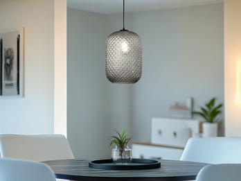 LED Pendelleuchte einflammig Kristall Glasschirm Rauchglas, Ø20cm