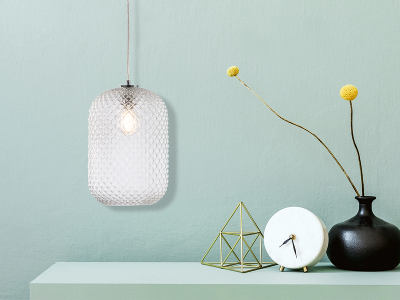 LED Pendelleuchte einflammig Kristall Glasschirm Klarglas, Ø20cm