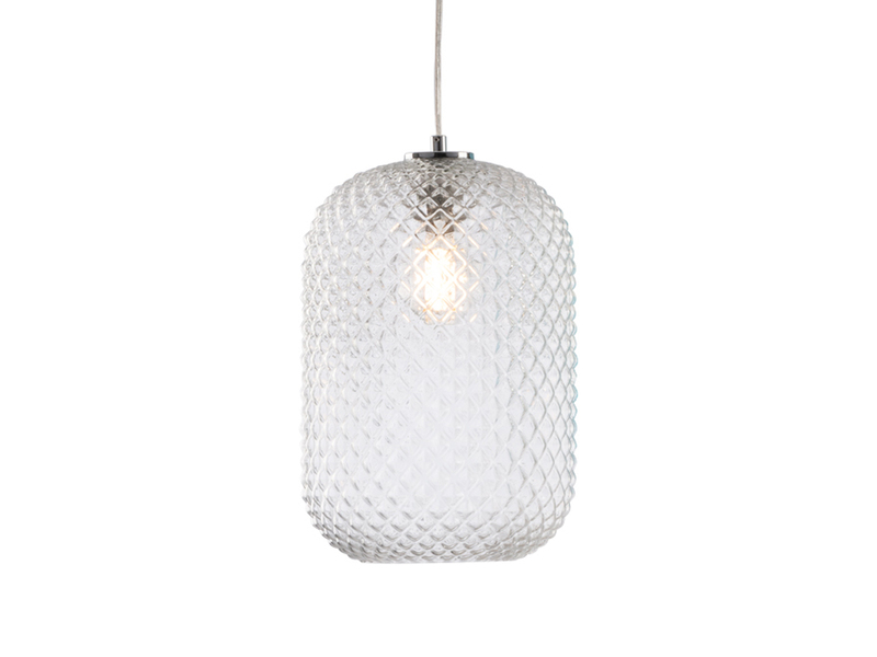 LED Pendelleuchte einflammig Kristall Glasschirm Klarglas, Ø20cm