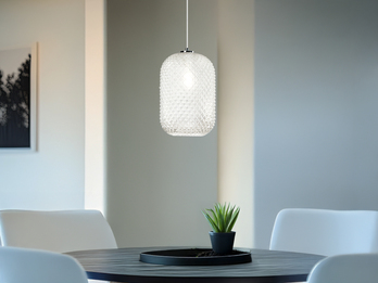 LED Pendelleuchte einflammig Kristall Glasschirm Klarglas, Ø20cm
