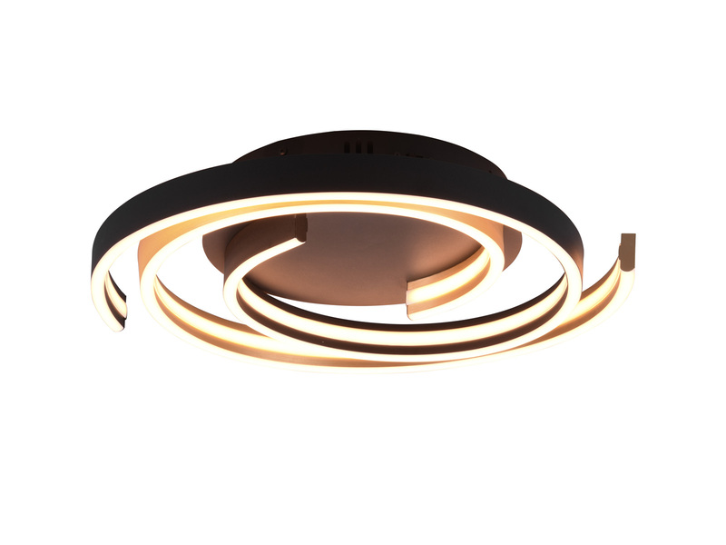 Moderne LED Deckenleuchte CAYA dimmbar über Schalter, hell Schwarz Gold Ø 50cm