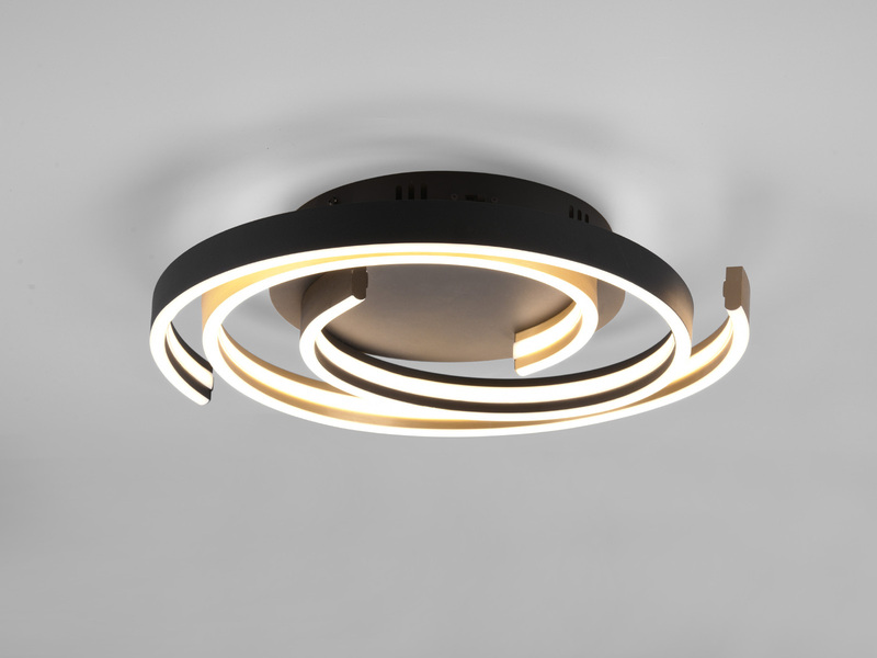 Moderne LED Deckenleuchte CAYA dimmbar über Schalter, hell Schwarz Gold Ø 50cm