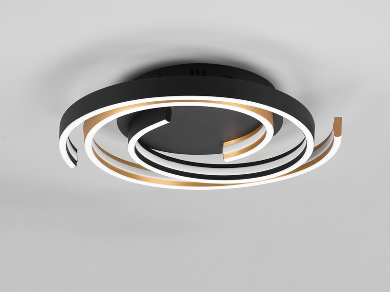Moderne LED Deckenleuchte CAYA dimmbar über Schalter, hell Schwarz Gold Ø 50cm