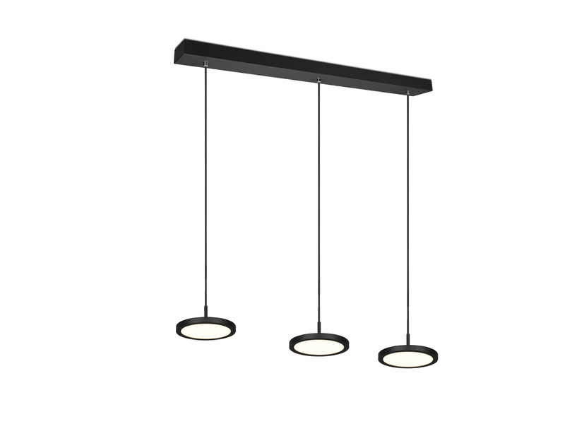LED Pendelleuchte TRAY 3-flammig dimmbar Schwarz, Breite 90cm