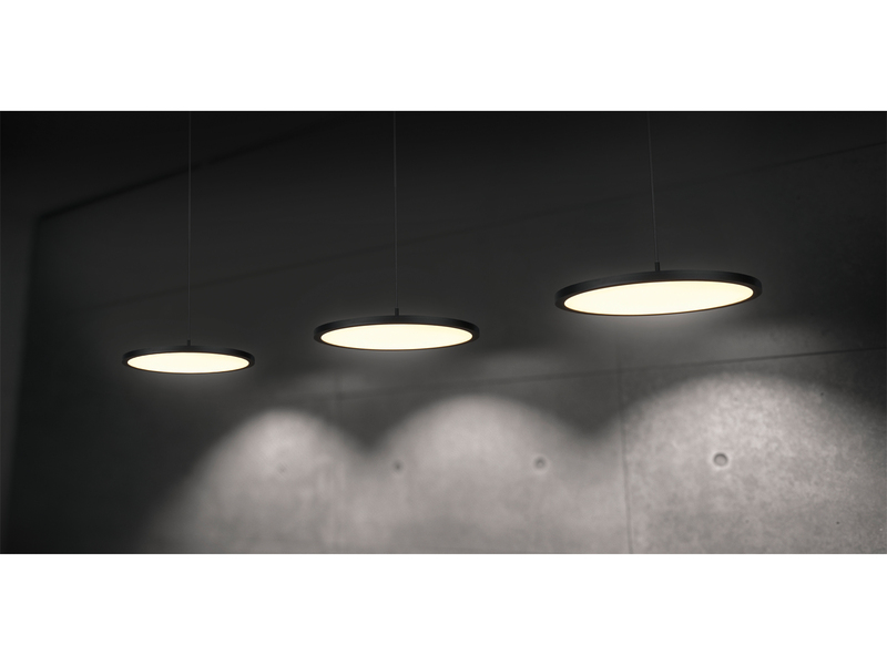 LED Pendelleuchte TRAY 3-flammig dimmbar Schwarz, Breite 90cm