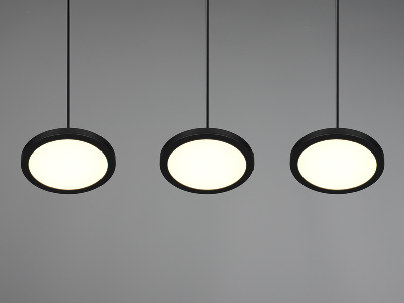 LED Pendelleuchte TRAY 3-flammig dimmbar Schwarz, Breite 90cm
