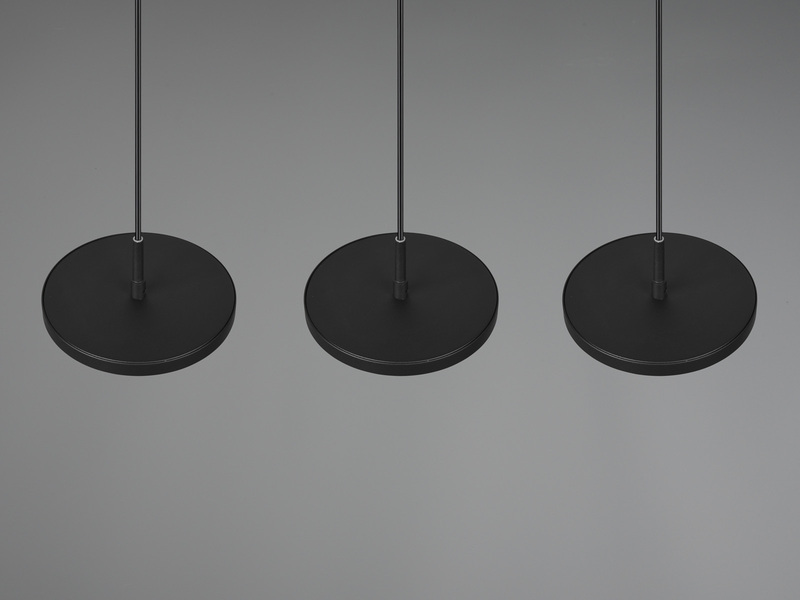 LED Pendelleuchte TRAY 3-flammig dimmbar Schwarz, Breite 90cm