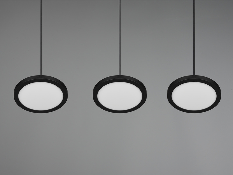 LED Pendelleuchte TRAY 3-flammig dimmbar Schwarz, Breite 90cm