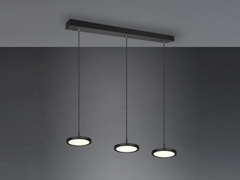 LED Pendelleuchte TRAY dreiflammig dimmbar Schwarz Breite 90cm