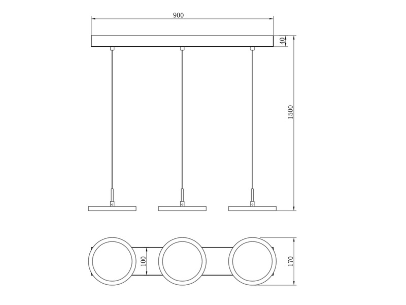 LED Balken Pendelleuchte TRAY dreiflammig dimmbar Weiß Breite 90cm