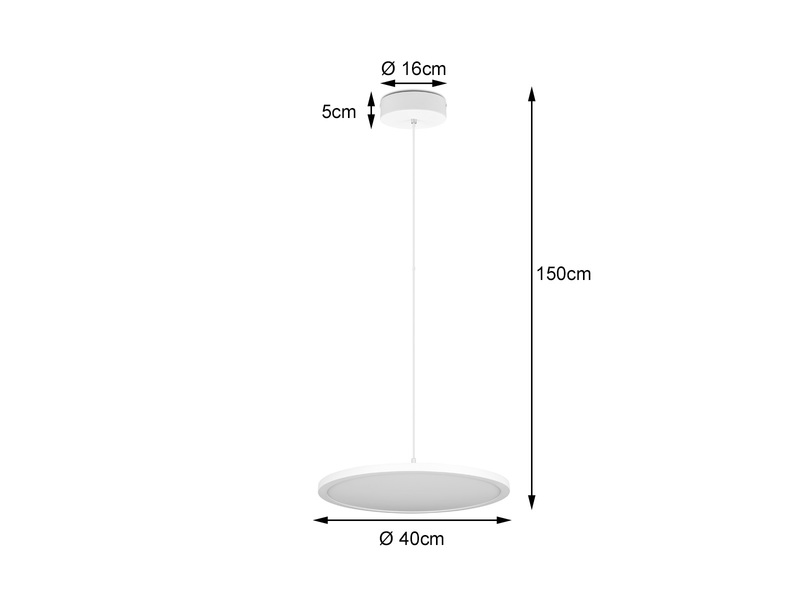 LED Pendelleuchte TRAY einflammig dimmbar Weiß Ø 40cm