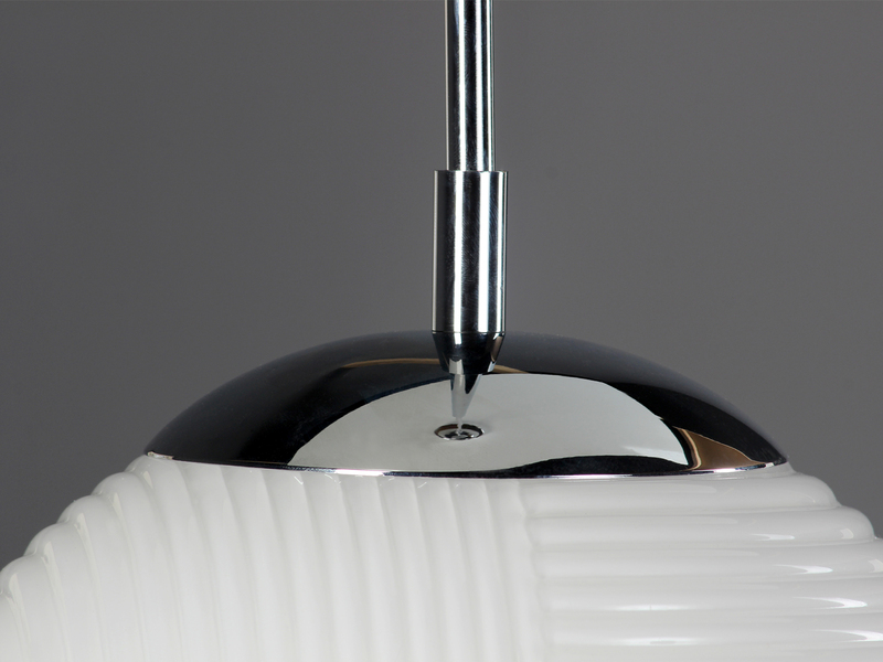 Pendelleuchte GREENWICH einflammig Relief Milchglas Lampenschirm, Ø 23cm