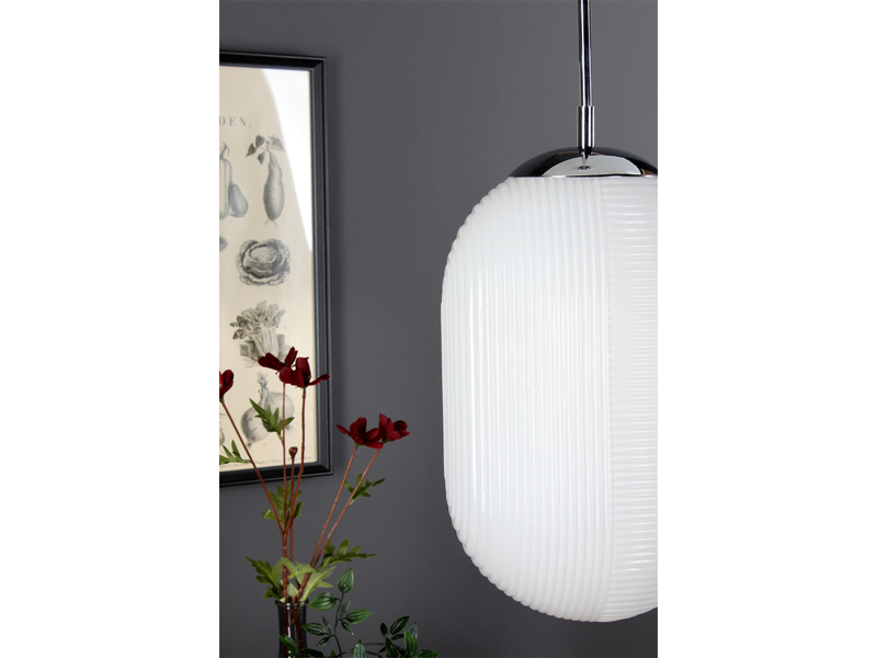 Pendelleuchte GREENWICH einflammig Relief Milchglas Lampenschirm, Ø 23cm